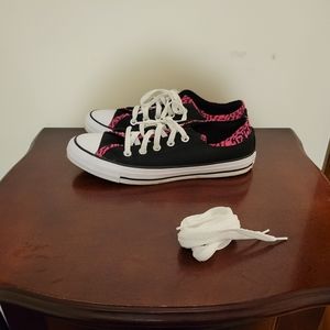Womens pink/black leopard converse low top